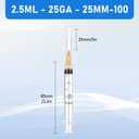 2.5ml/cc 25 Gauge 1 inch Syringes for Scientific Labs, Industrial Adhesives, Refilling Inks, Individually Package,100 Pack