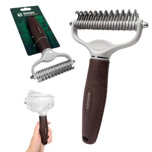 GooCare Pro Large 2-Sided Undercoat Rake, Deshedding Dematting Comb for Mats, Tangles & Shedding, 12/ 23 Stainless Steel Blades, ABS Handle, Ideal for Long Haired Cats, Dogs and Rabbits