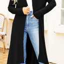 Newchoice Womens Long Cardigan Summer Casual Draped Open Front Lightweight Long Sleeve Cardigan Duster with Pockets (Black, S)