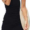 BTFBM Women Summer Dresses 2025 Sleeveless Tank Crew Neck Casual Ruched Bodycon Party Club Beach Short Mini Dress (Small, Black)