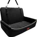 Youvee Dogs Car Seat and Bed 2 in 1,Pet Car Bed for 2 Small or 1 Medium/Large Dog up to 60 lbs,Dog Booster for car Back Seat,Safety,Comfortable,Storage Pocket,Fully Detachable and Washable(Black)