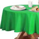Obstal 210 GSM Round Green Table Cloth - Oil-Proof Spill-Proof Waterproof Tablecloth, Christmas Decorations Fabric Table Cover Protector for Holiday Party (Green, 60 Inch Diameter)