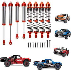 RCAWD Upgrades for 1/7 UDR, Shock Absorber Parts for Unlimited Desert Racer 85086-4, Front and Rear RC Shocks Damper Aluminum #8450R Red
