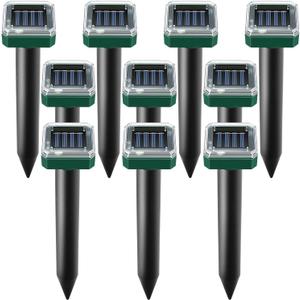 Mole Repellent Solar Powered, 10 Pack Solar Mole Repellents Ultrasonic for Vole, Snakes, Gopher, Waterproof Sonic Vole Deterrent Spikes,Snake Gopher for Garden and Yard