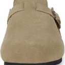 Mens Womens Fur Lined Clogs Suede Slip on Mules Warm Plush Fleece Lining Winter House Slippers Comfort Footbed with Arch Support and Adjustable Buckle, Beige 12 Women/11 Men