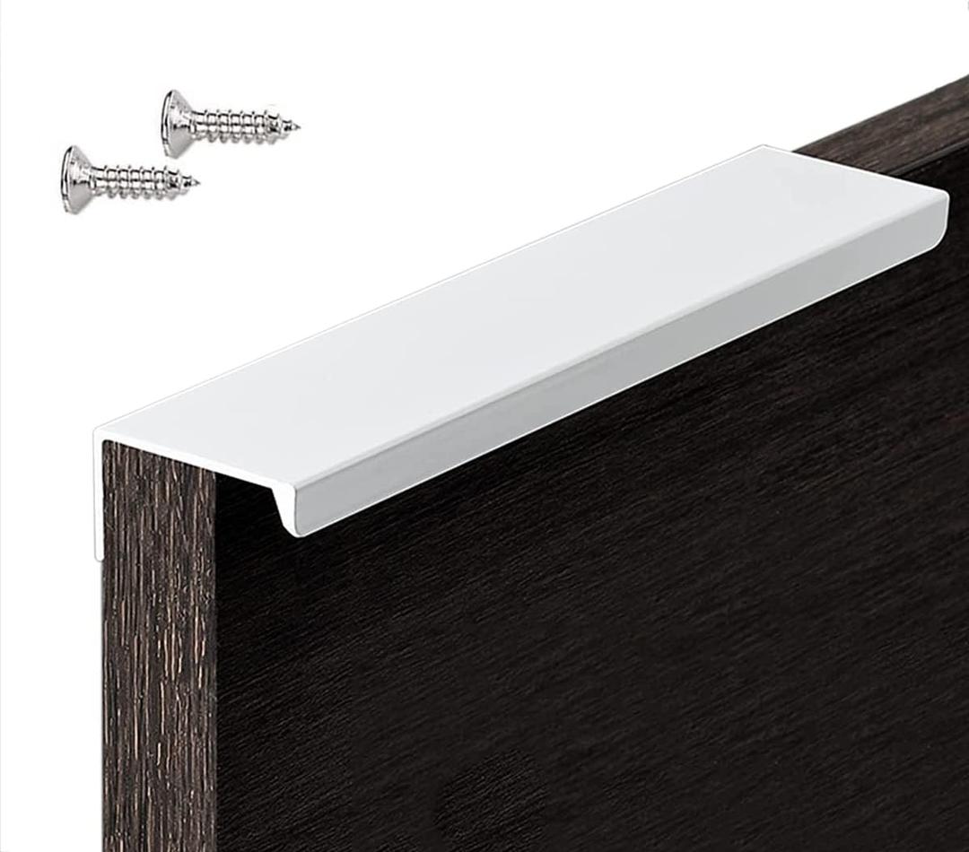 6 Pack Finger Edge Pull Furniture Drawer Handles Bright White Hidden Cabinet Kitchen Drawer Pull Handles (Length:150mm/5.9")