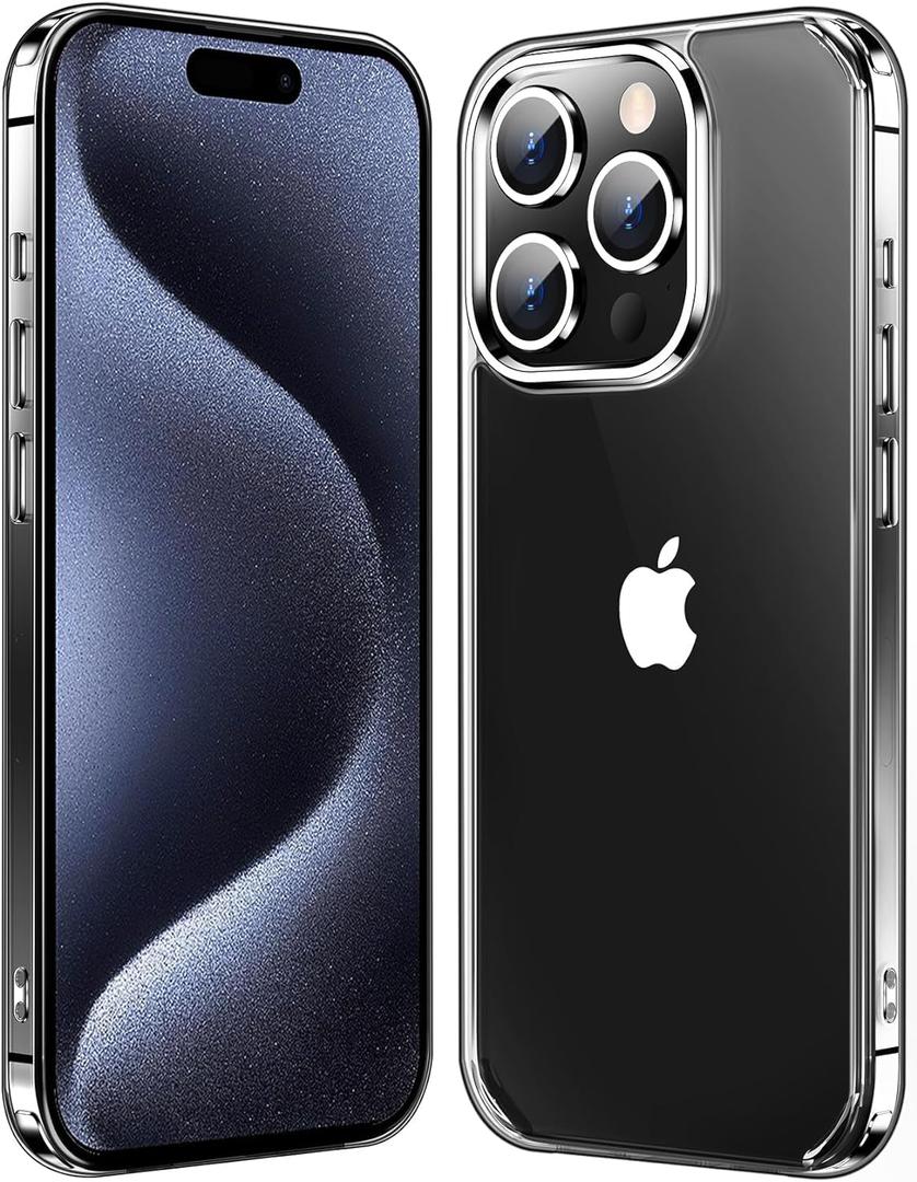 for iPhone 15 Pro Case Clear, [Anti-Yellowing] [15FT Military Grade Drop Protection] Shockproof Bumper Phone Cover,Slim Thin Cute Case for iPhone 15 Pro,6.1"-Crystal Clear