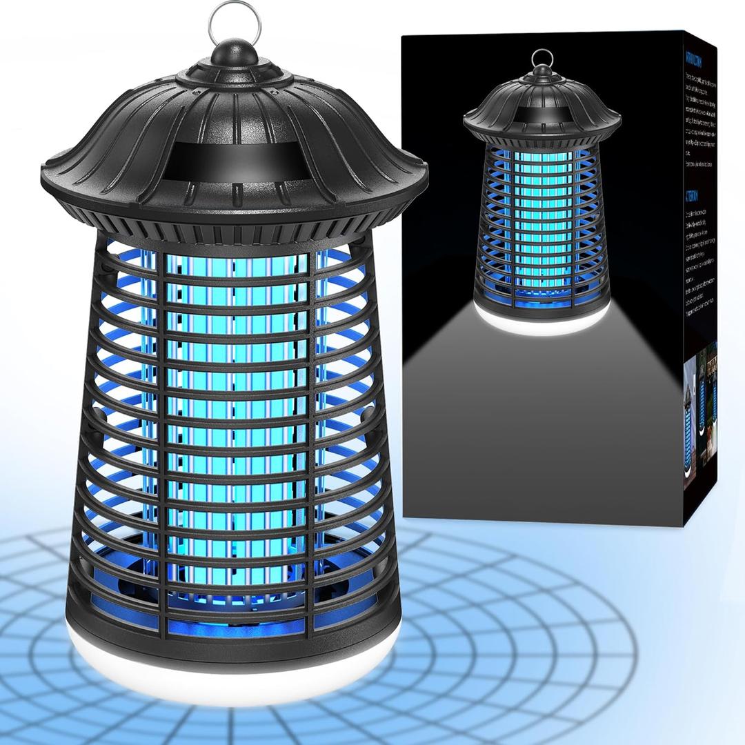 Bug Zapper Outdoor Indoor, 4200V Electric Mosquito Zapper Outdoor with LED Light, Electric Fly Zapper, Fly Traps, ABS Plastic, Plug in Mosquito Killer for Patio, Yard, Garden, Kitchen, Home (black)