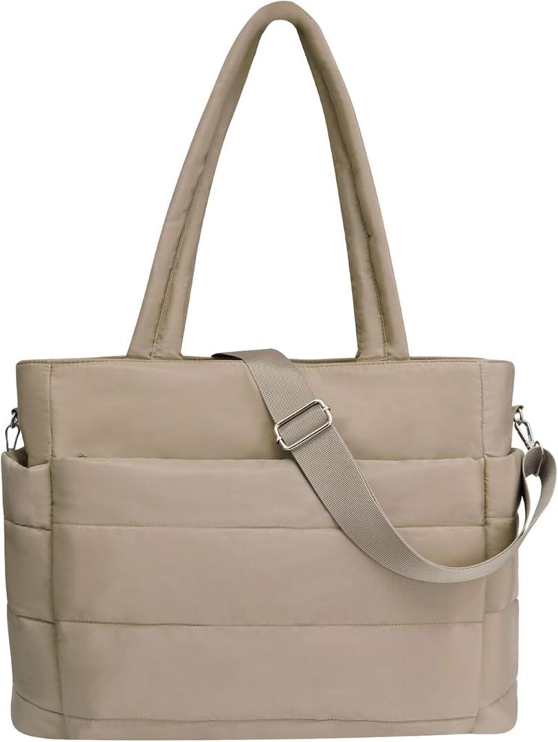 Quilted Tote Bag, Large Carryall Shoulder Hobo Bag, Lightweight Puffer Design