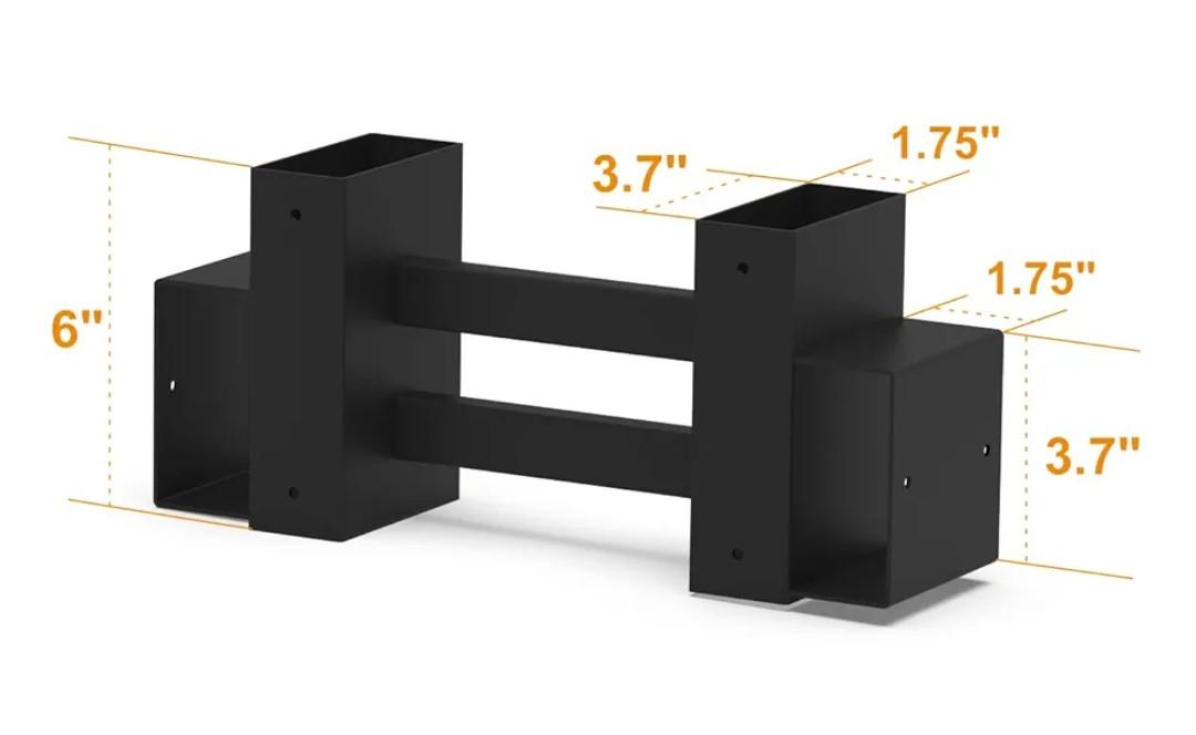 Outdoor Firewood Storage Brackets, Adjustable 2x4 Wood Stacking Rack, Black, Set of 1