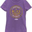DC Comics Black Adam Justice Society of America Girls Short Sleeve Tee Shirt (X-Small, Purple Berry)