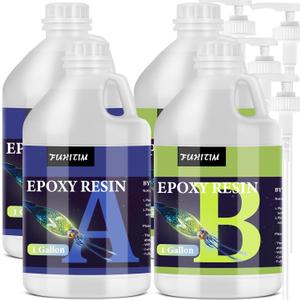Epoxy Resin 4 Gallon - Crystal Clear Epoxy Resin Kit - Self-Leveling, High-Glossy, No Yellowing, No Bubbles Casting Resin Perfect for Crafts, Table Tops, DIY 1:1 Ratio (2 Gallon x 2)