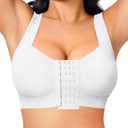 BRABIC Front Closure Post Surgery Compression Bras for Women Mastectomy Bra with Adjustable Straps Wirefree Bra (XX-Large, White)