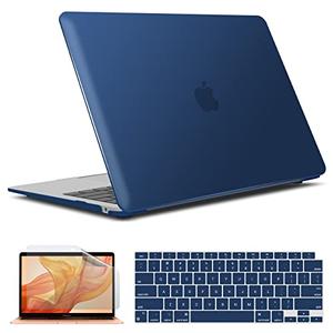 IBENZER Compatible with New MacBook Air 13 inch case 2022 2021 2020 M1 A2337 A2179 A1932, Hard Shell Case&Keyboard Cover&Screen Film for Mac Air 13 with Touch ID (2018-2022), Navy Blue, AT13NVBL+2