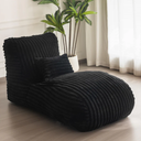 MAXYOYO Chaise Lounge with Pillow, Ergonomic Chaise Lounge Chair Indoor, Soft Fabric Velvet Floor Sofa, Fainting Couch for Bedroom Living Room, Black