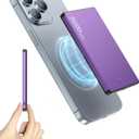ZBF Wireless Portable Charger,5000mAh Slim Magnetic Power Bank Phone Charger with USB-C Cable, PD 20W Fast Charging Mag-Safe Battery Pack Travel Charger for Phone 17 16 15 14 13 Pro Max(Purple)