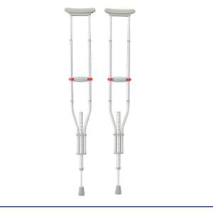 Medline Folding Aluminum Crutches for Kids, Adults, and Seniors, Walking Aid, 300 LB Weight Capacity, 1 Pair, Fitting 4'7"-6'7", Foldable Crutch Includes Padded Underarm Cushions