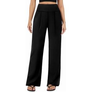 FireSwan Wide Leg Yoga Pants for Women Work Palazzo Pants with Pockets Casual Lounge Dress Trousers (M)