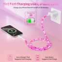 4 x SAMONPOW USB C Cable for iPhone Charger Cord 60W 2 in 1 Multi Fast Charging Cable 3.3FT Cute Beaded Phone Charger USB A to Type C/iOS Cord for iPhone 17 16 15 14 Pro Max/iPad A16/Galaxy S25 24 Pink (Red)