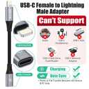 AGVEE 2 Pack 4 inch USB-C Female to Lightning Male Adapter, 30W Fast Charging Charger Converter for iPhone 14 13 12 11 Airpods iOS Device Carplay, Not for Audio, Dark Gray