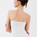 REORIA Womens Bodysuits Spaghetti Strap Double Lined Tank Underbust Square Neck Slim Fit Going Out Tops 2025 Trendy (White, M)