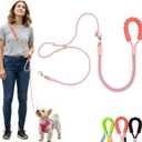 Hands Free Dog Leash for Small Medium Large Dogs, Single or Double Dog Leash with Adjustable Length Split Leads and Padded Handles (Blush) One Dog