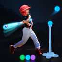 Leshein LED Tball Set for Toddlers 3-5, 5-8, Light up Tee Ball Set for Toddlers, Glow in The Dark T Ball Set for Kids 3-5, Kids Outdoor Toys Baseball Toys Gifts for Boys Girls (Blue)
