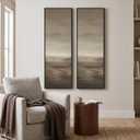 Large Framed Abstract Vertical Wall Art, 2 Piece Brown Long Narrow Decor, 20"W x 60"H x 2Pcs