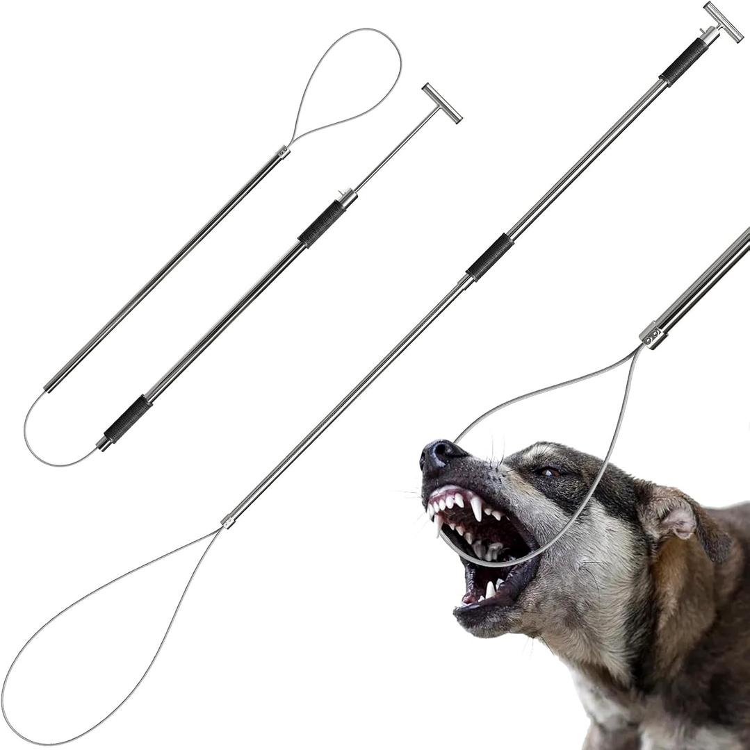 61" Dog Catcher Pole Portable Hog Pig Catcher Animal Control Pole Tool Stainless Steel Pig Holder Catch Pole for Dogs Livestock Farm Equipment
