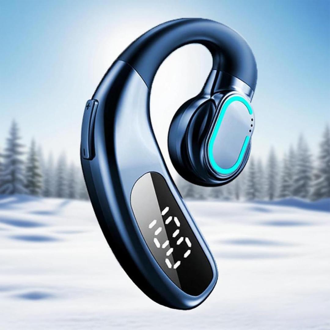Single Ear Bluetooth 5.5 Earbud-F80(Blue), ENC Noise Cancellation Mic, Hi-Fi Sound, Long Battery with Smart Display, Breathing Light, for Android/iPhone