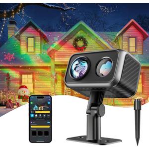 Govee Outdoor Projector Light, Laser and Aurora Star Projector Light for Indoor and Outdoor Decor, 16 RGB Patterns, RGBW Aurora, 51 Scene Modes, Works with Alexa, Google Assistant, Matter