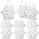 Kolldenn 12 Pcs Glitter Winter Snowflake Paper Bags Snowflake Party Favors Gift Bags with Handle for Winter Holiday Birthday Wonderland Party Supplies Candy Treat Goodie