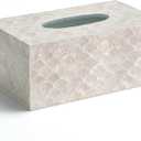 Rectangular Capiz Tissue Box Cover, Decorative Mother of Pearl Inlay Tissue Box Holder for Bedroom, Bathroom, Kitchen, and Office, Rectangle Tissue Box Cover White (10.25 x 5.9 x 4.33)