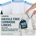 Lunderg Commode Liners - Value Pack 100 Count Universal Fit - Medical Grade Bedside Liners Disposable for Adult Commode Chair, Portable or Camping Toilet Bags