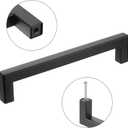 uxcell 15 Pack Square Bar Drawer Handles, 6 1/4 Inch Hole Center Modern Drawer Pulls Kitchen Cabinets Pull Stainless Steel Slim Cupboard Pulls, Matte Black