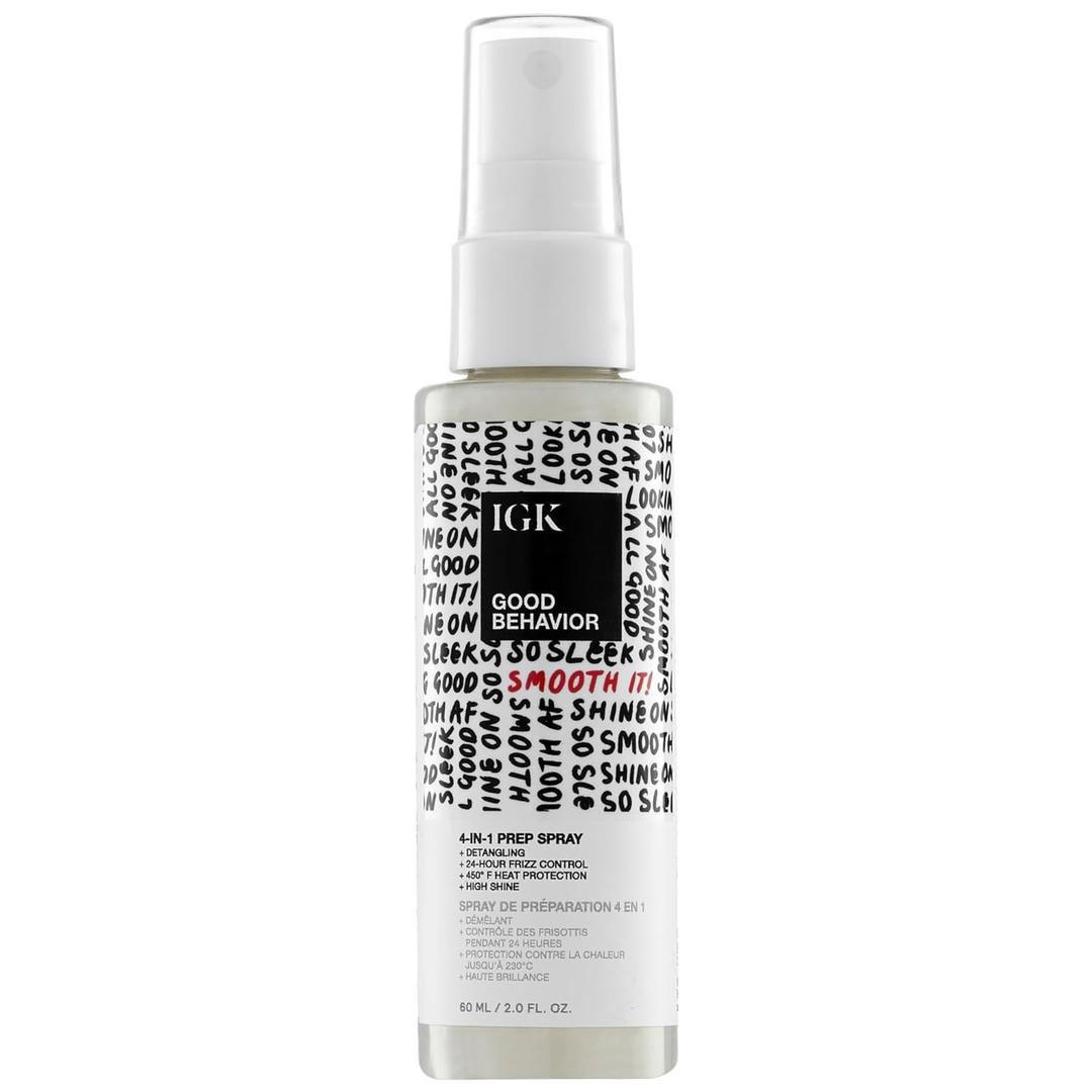 IGK GOOD BEHAVIOR 4-in-1 Prep Spray | Leave In + Detangle + Heat Protectant | Vegan + Cruelty Free | (2 Ounce (Pack of 1))