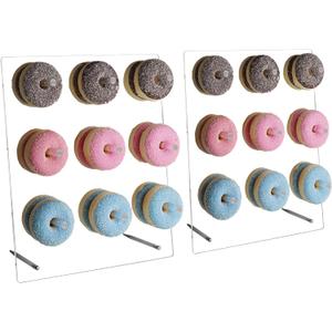 weddingwish Clear Donut Stands, Acrylic Donut Wall Display Stand, 2 Pack Donut Board for Dessert Table, Bagel Doughnuts Holder for Party Birthday Gathering (Square)