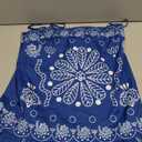 Women's Floral Boho Flowy Mini Cami Dress Ruffle Hem Spaghetti Strap Vacation Tank Dresses (Large, Blue and White)