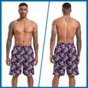 Mens Swim Trunks with Compression Liner, Magic Mushrooms Skulls Men Bathing Suit Swimming Trunks 9 inch inseam Board Shorts Men's Swimwear, 4 Way Stretch Beach Shorts Quick Dry Swimsuits (M)