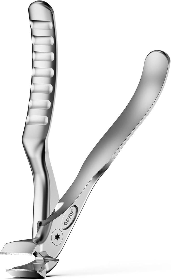 BEZOX Toenail Clippers for Seniors  Upgraded Long Handled Curved Head Toe Nails Clipper for Thick Nails for Elderly, Ergonomic Fingernail Scissors Cutters - Silver (Extra Large)