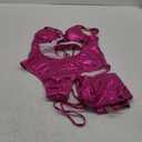 Kaei&Shi Metallic Swimsuit,Cut Out Keyhole Backless Sexy Thong Bodysuit,Rave Outfit for Women Festival Concert Outfits (4-6, Hot Pink)