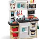 Step2 Great Gourmet Kids Kitchen Playset, Indoor/Outdoor Kitchenette, Interactive Play with Lights and Sounds, Made of Durable Plastic, Includes 33 Piece Toy Accessories, Toddlers 3+ Years Old, Tan