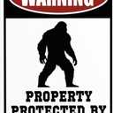 Warning Property Protected by Big Foot Tin Signs Funny Metal Decor Gift Sign 12x8 Inches For Home Yard Street Outdoor Cute Bigfoot Gifts Garage Man Cave