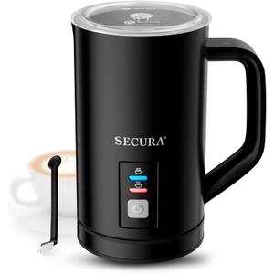 Secura  , Electric Milk Steamer Stainless Steel, 8.4oz/250ml Automatic Hot and Cold Foam Maker and Milk Warmer for Latte, Macchiato (Black) (8.4oz, Black)