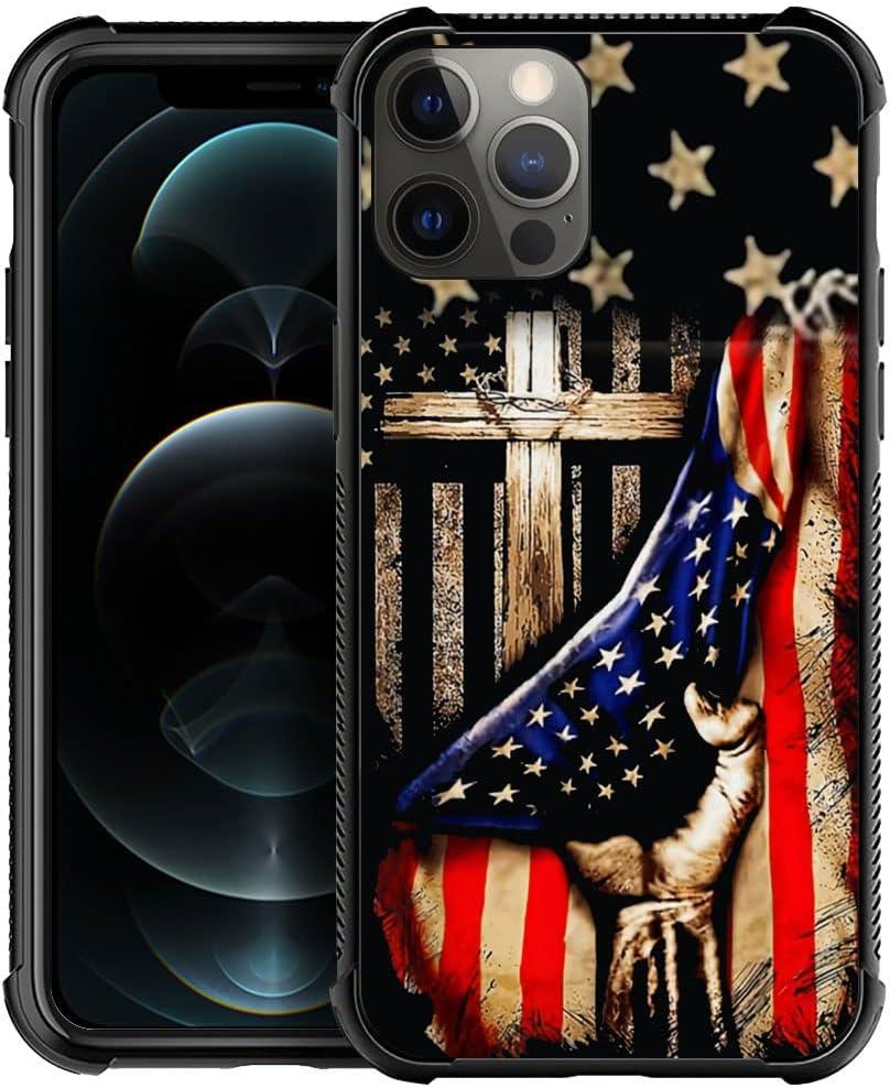 DAIZAG Compatible with iPhone 11 Case,All-Round Protection Shockproof Anti-Scratches TPU Cover,Cases for Man Woman-Wooden Cross Power American Flag