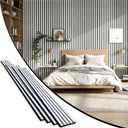 Wood Slat Acoustic Panels, 94.5 x 7.9 Inch,4 Pcs,White Marble