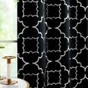 Black Blackout Curtain Panels for Bedroom 84" Silver Foil Moroccan Metallic Print Energy Efficient Drapes for Bedroom Living Room, Thermal Insulated Window Treatments Grommet Top 2 Panels (52"W x 84"L (Pack of 2), Silver/Black)