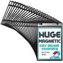 Huge Magnetic Dry Erase Pockets by Two Point (25-Pack) - Portrait - Fits 11 x 16.5 inch Pages, Black Dry Erase Sleeves, Job Shop Ticket Holders, Clear Paper Sleeves Protector, Magnetic Folder Pouch