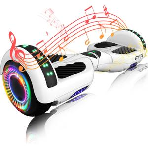 SIMATE Hoverboard, Bluetooth All Terrain Hover Boards with LED Lights and APP Control, Gifts for Kids Adults Girls Boys, for All Ages (White)