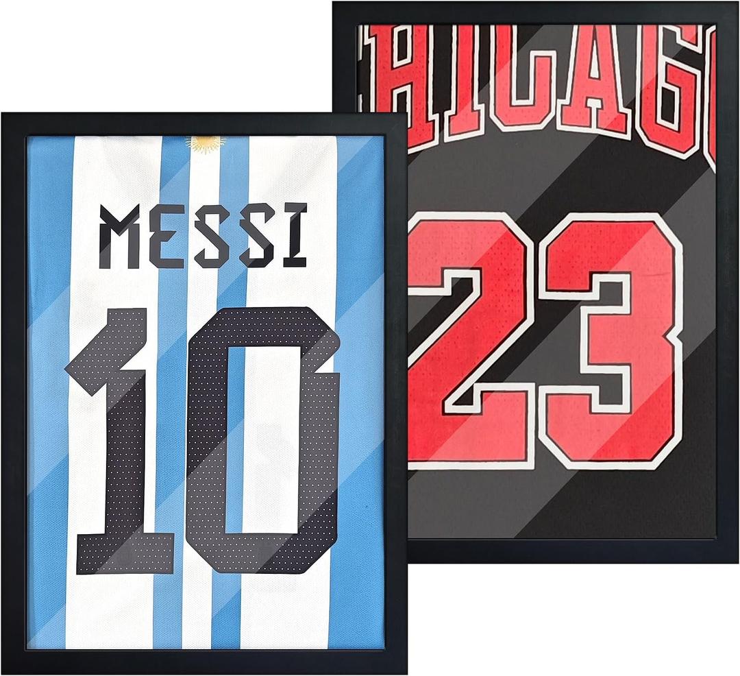 2 Pack Jersey Shadow Box Frame,A3 Size Jersey Frame Display Case,Sports Jersey Display Frame with Pine Wood for Hockey Soccer Basketball Baseball Shirts